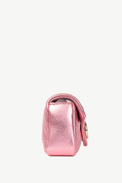 Gucci GG Marmont Bright Pink Lame Matelassé Chevron Mini Shoulder Bag