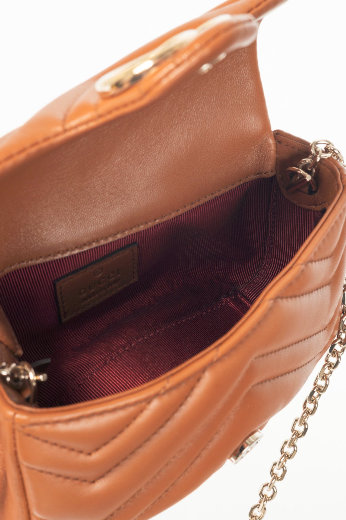 Gucci GG Marmont Brown Matelassé Chevron Mini Shoulder Bag