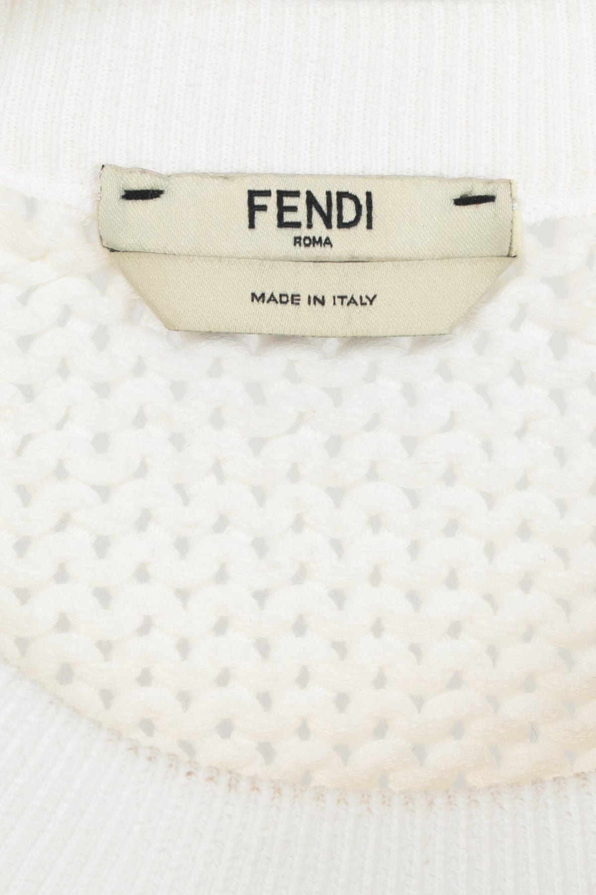 Fendi SS15 White Leather-Orchid Cotton-Blend Sweater