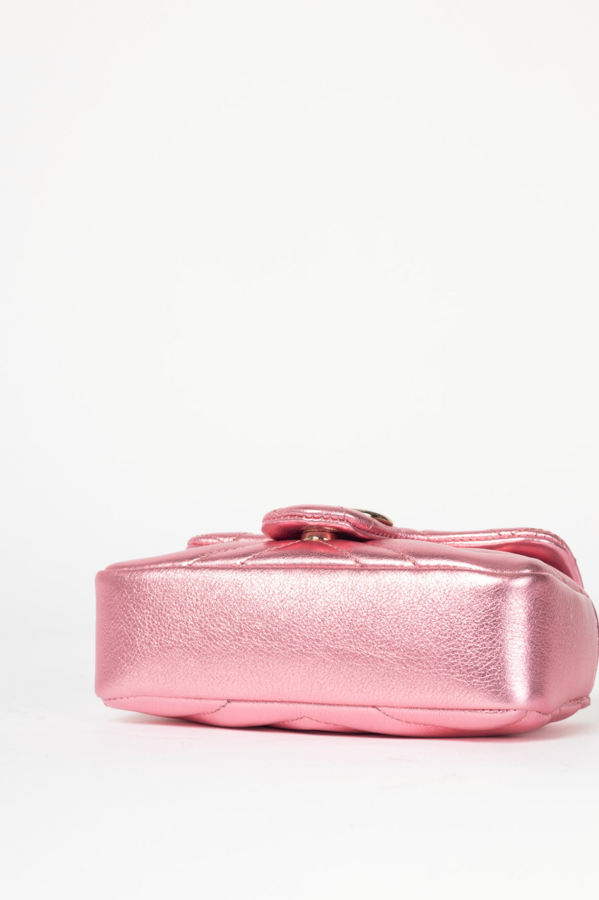 Gucci GG Marmont Bright Pink Lame Matelassé Chevron Mini Shoulder Bag
