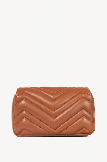 Gucci GG Marmont Brown Matelassé Chevron Mini Shoulder Bag
