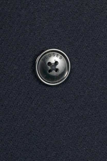 Closed Navy Wool Double-Breasted Button Long Vest