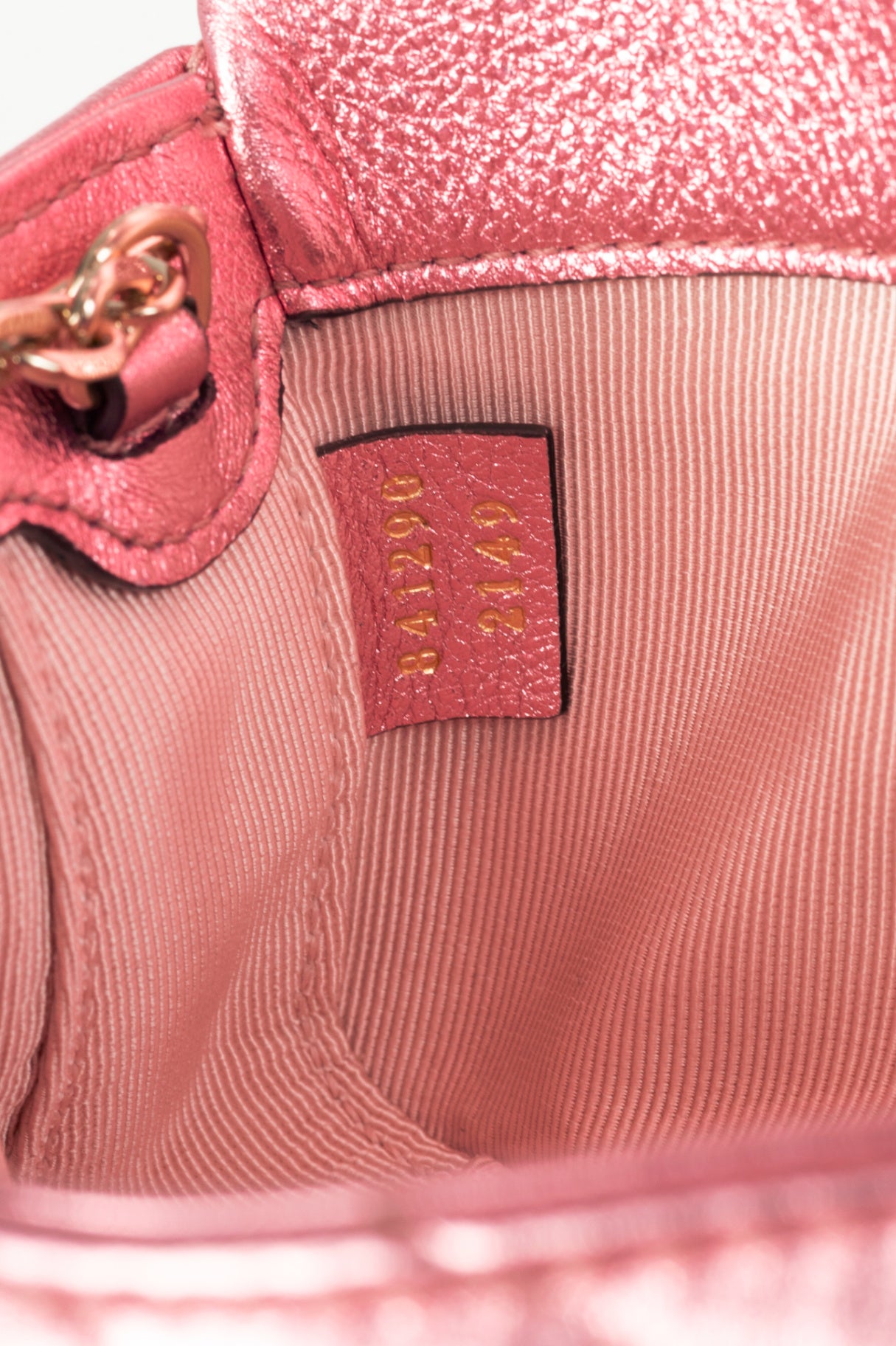 Gucci GG Marmont Bright Pink Lame Matelassé Chevron Mini Shoulder Bag