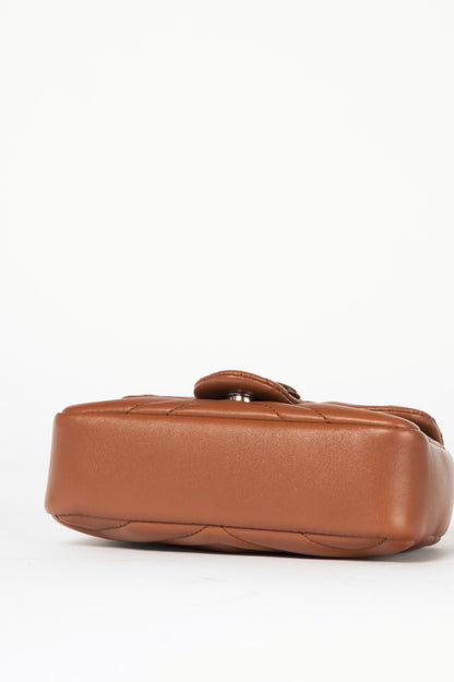 Gucci GG Marmont Brown Matelassé Chevron Mini Shoulder Bag