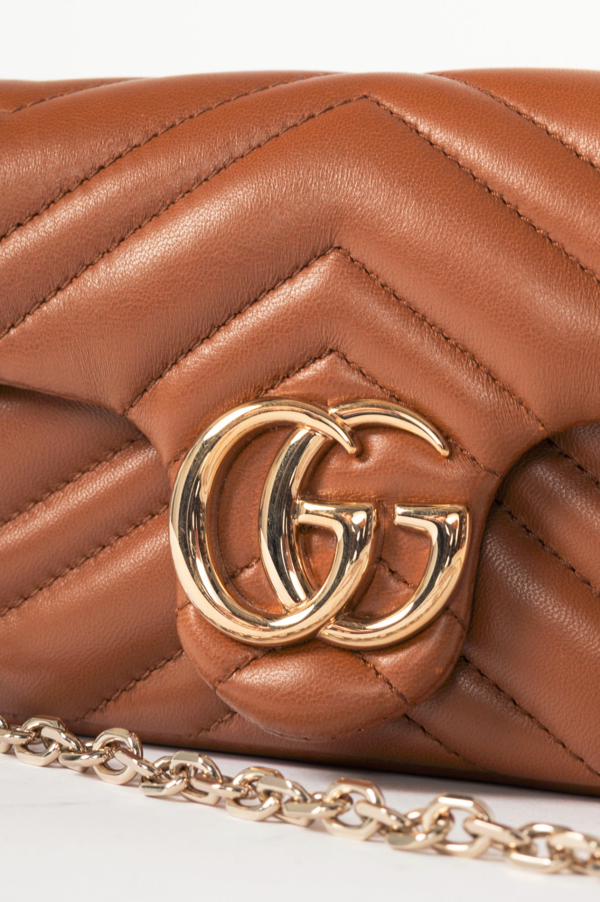Gucci GG Marmont Brown Matelassé Chevron Mini Shoulder Bag