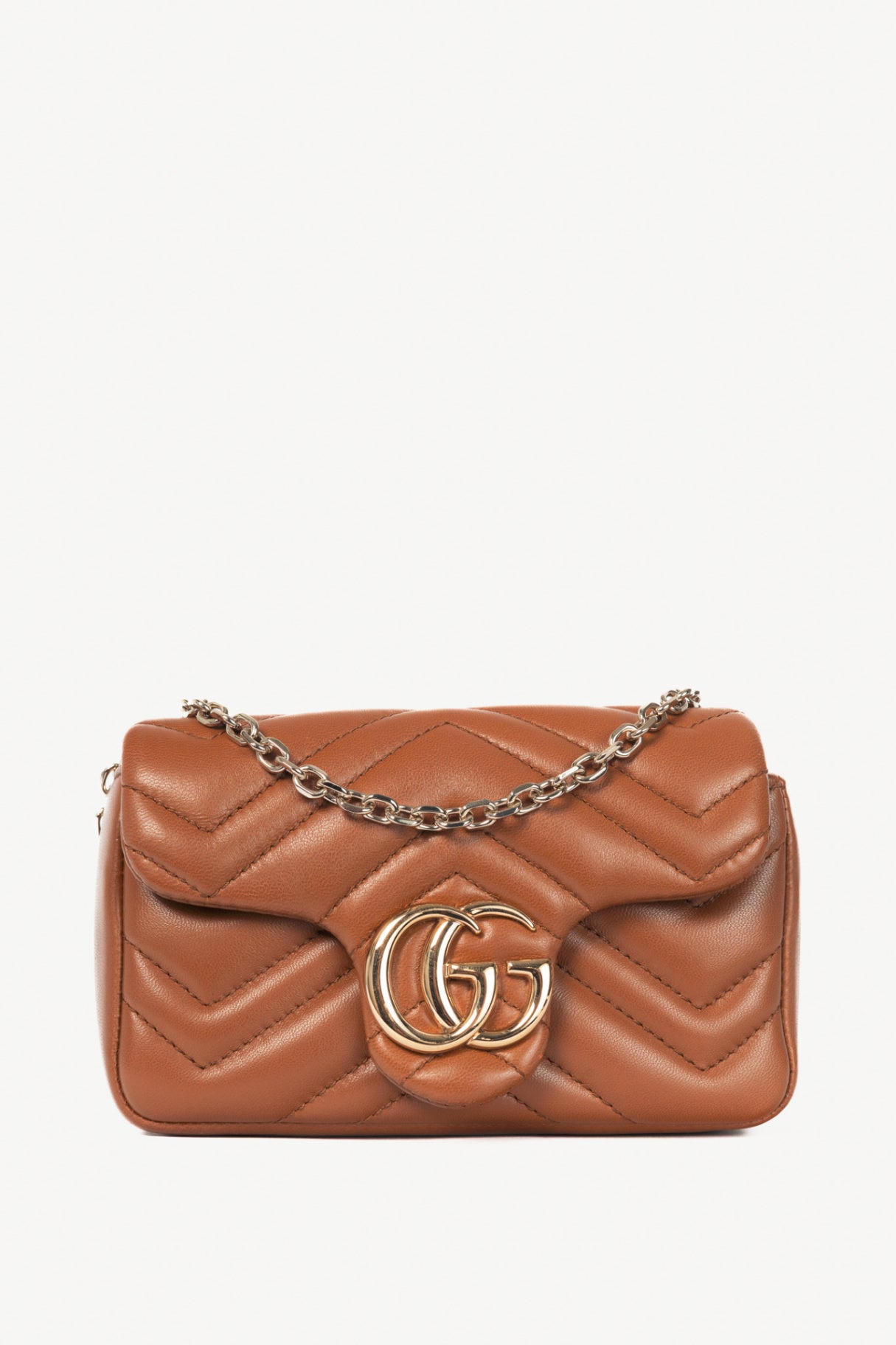 Gucci GG Marmont Brown Matelassé Chevron Mini Shoulder Bag