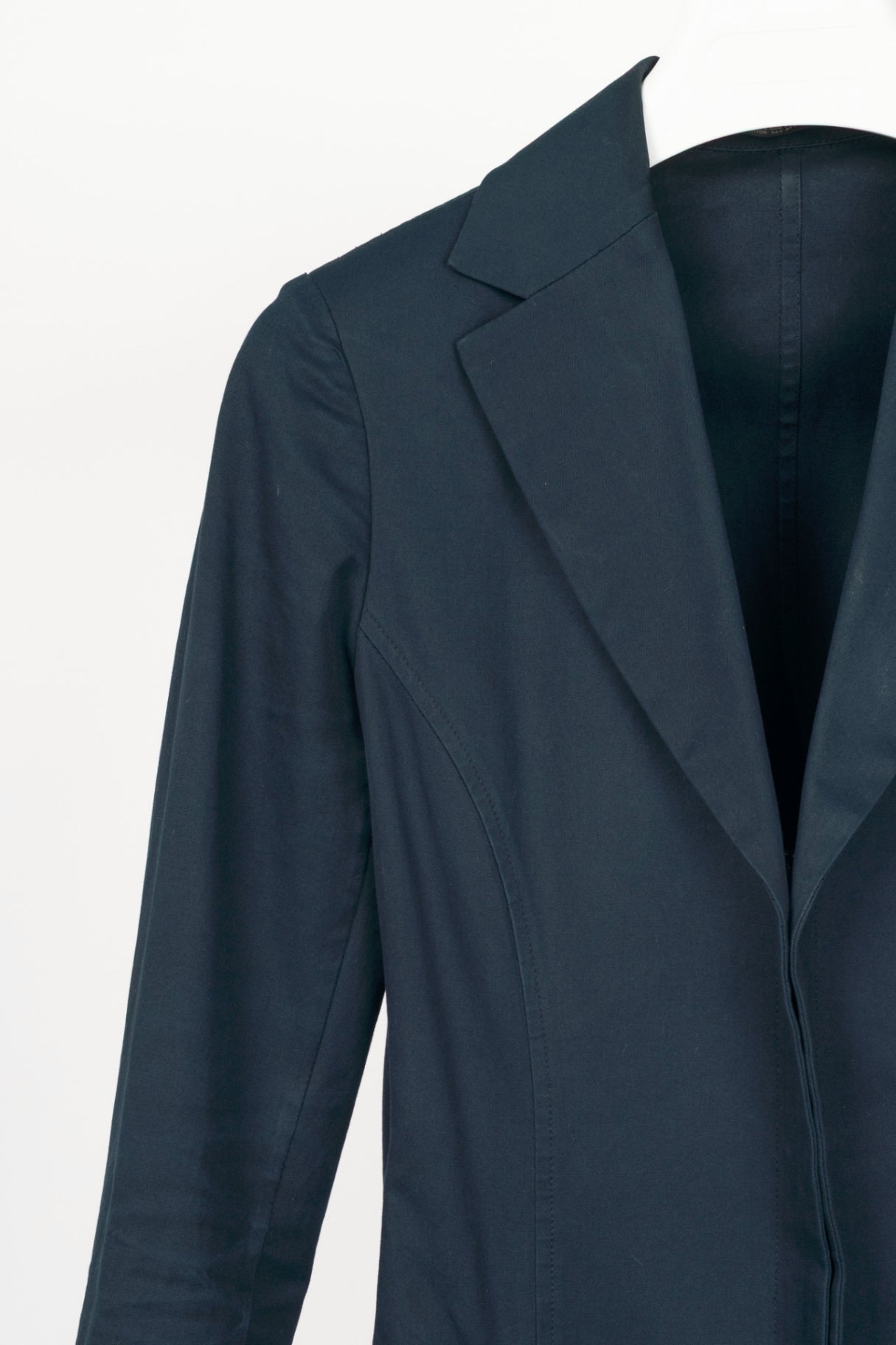 Yohji Yamamoto +NOIR Navy Cotton Ruffle-Pocket Coat