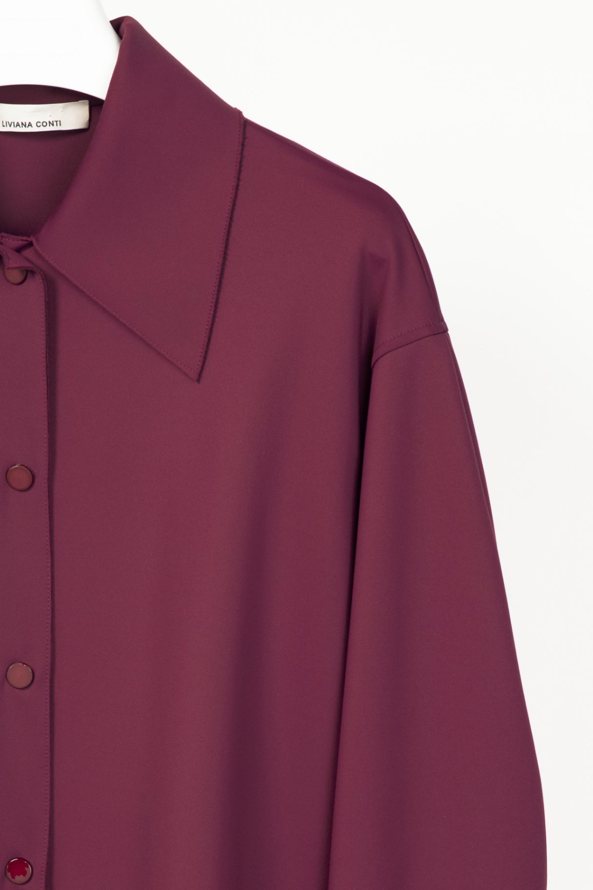 Liviana Conti Plum Neoprene Snap-Closure Shirt Jacket