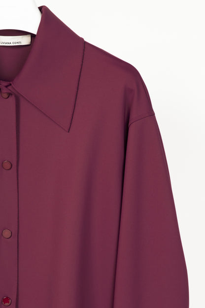 Liviana Conti Plum Neoprene Snap-Closure Shirt Jacket