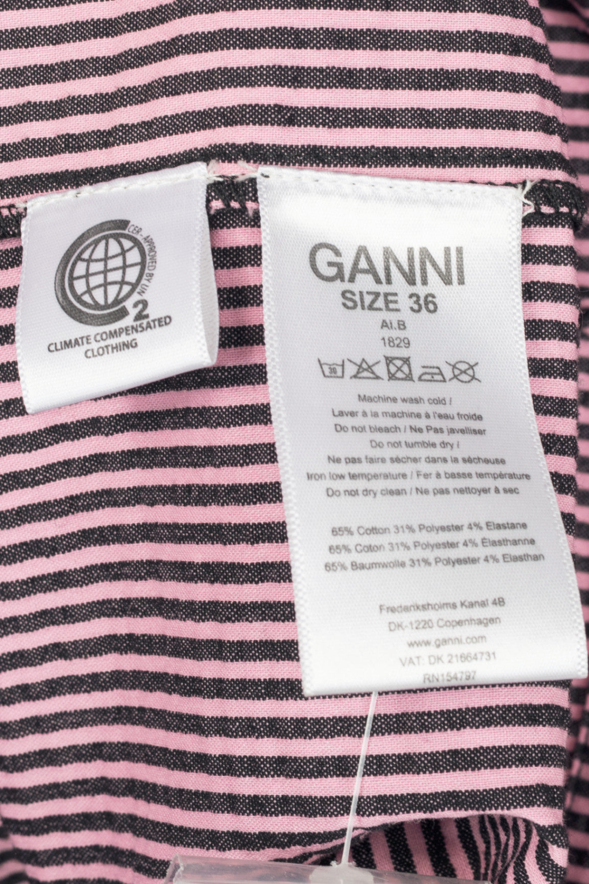 Ganni Moonlight Mauve Striped Seersucker Cutout Midi Dress
