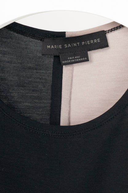 Marie Saint Pierre Black, Grey & Blue Jersey Colour-Block T-Shirt