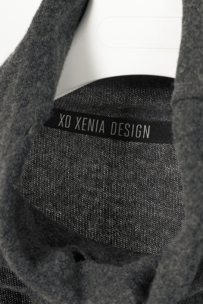 XD Xenia Design Begi Grey Wool Distressed Cowl-Neck Sweater