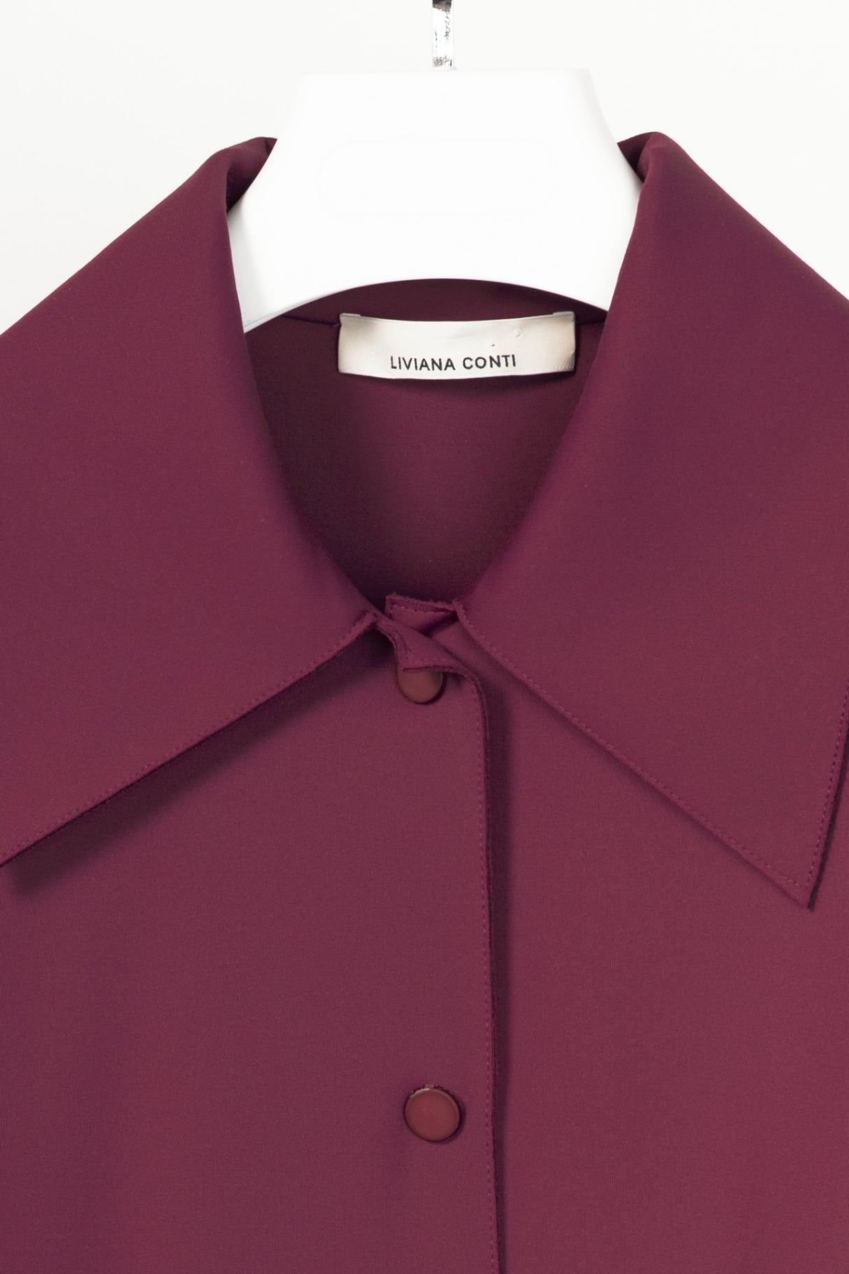 Liviana Conti Plum Neoprene Snap-Closure Shirt Jacket