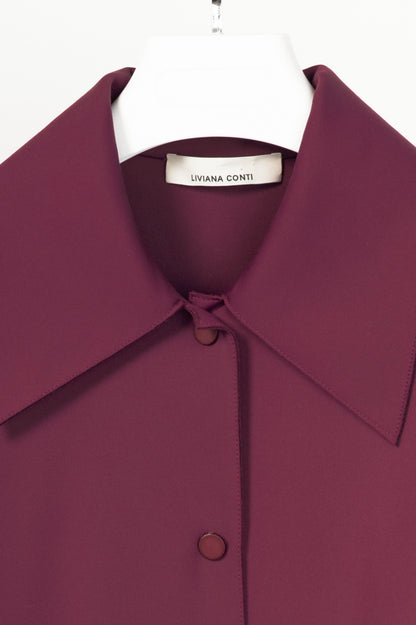 Liviana Conti Plum Neoprene Snap-Closure Shirt Jacket