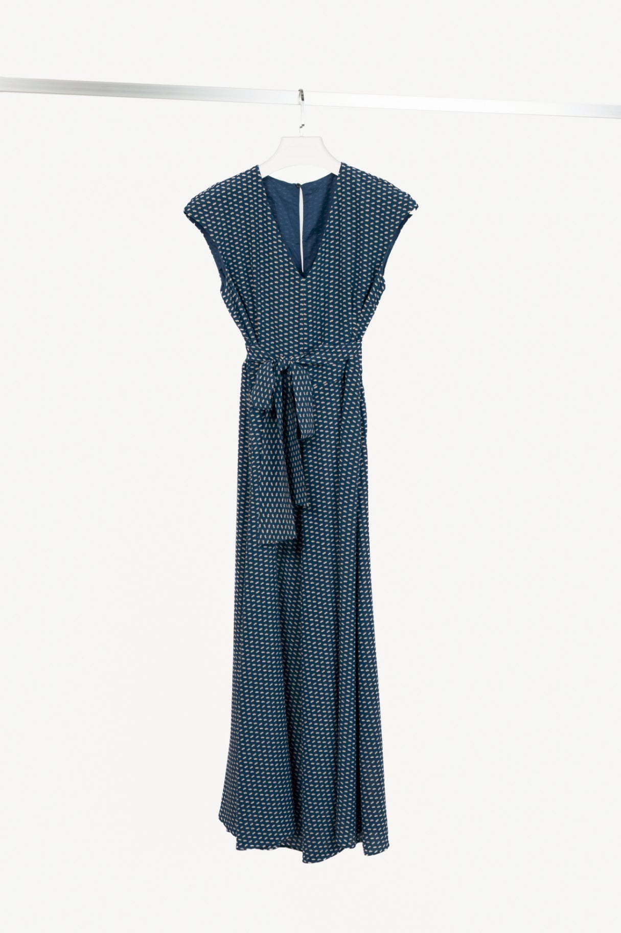 Weekend Max Mara Blue Silk Eye-Print Belted Maxi Dress