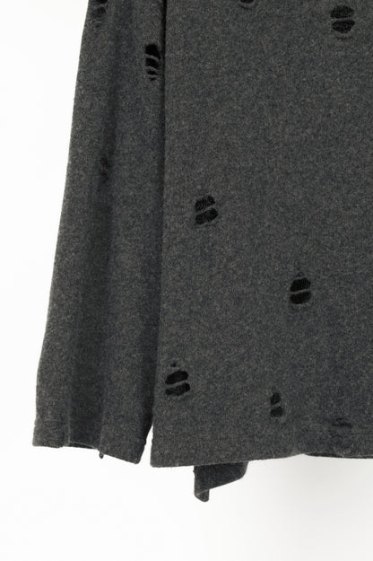 XD Xenia Design Begi Grey Wool Distressed Cowl-Neck Sweater