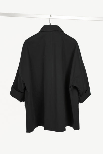 Toteme Black Cotton Twill Overshirt Jacket