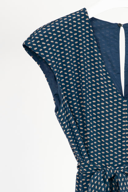 Weekend Max Mara Blue Silk Eye-Print Belted Maxi Dress