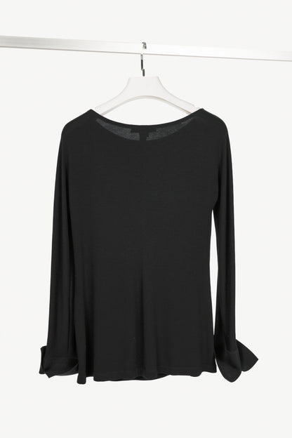 Marie Saint Pierre Black Jersey Scuba-Cuff Long-Sleeve Top