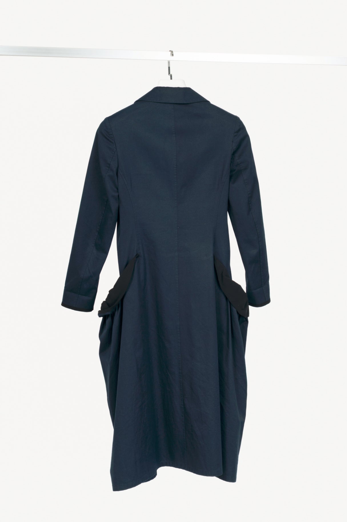 Yohji Yamamoto +NOIR Navy Cotton Ruffle-Pocket Coat