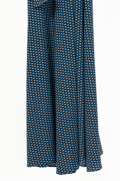 Weekend Max Mara Blue Silk Eye-Print Belted Maxi Dress