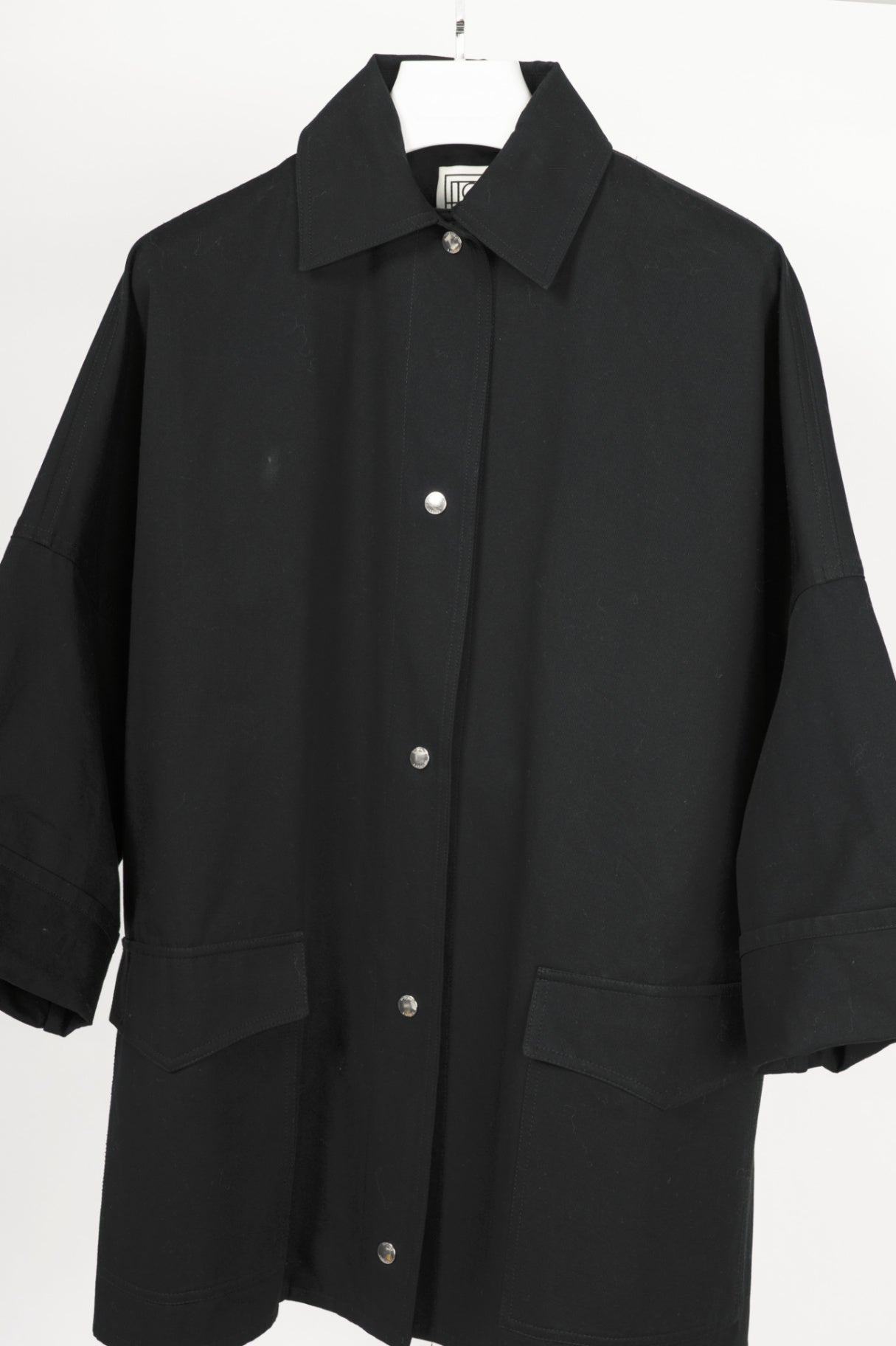 Toteme Black Cotton Twill Overshirt Jacket