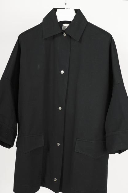 Toteme Black Cotton Twill Overshirt Jacket