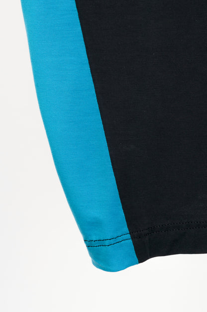 Marie Saint Pierre Black, Grey & Blue Jersey Colour-Block T-Shirt