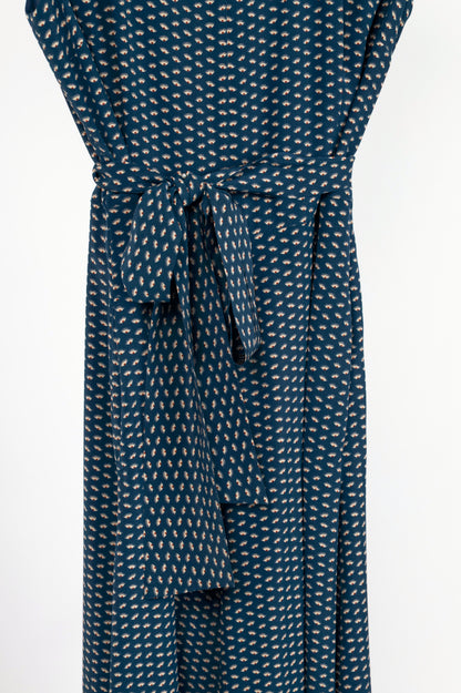 Weekend Max Mara Blue Silk Eye-Print Belted Maxi Dress