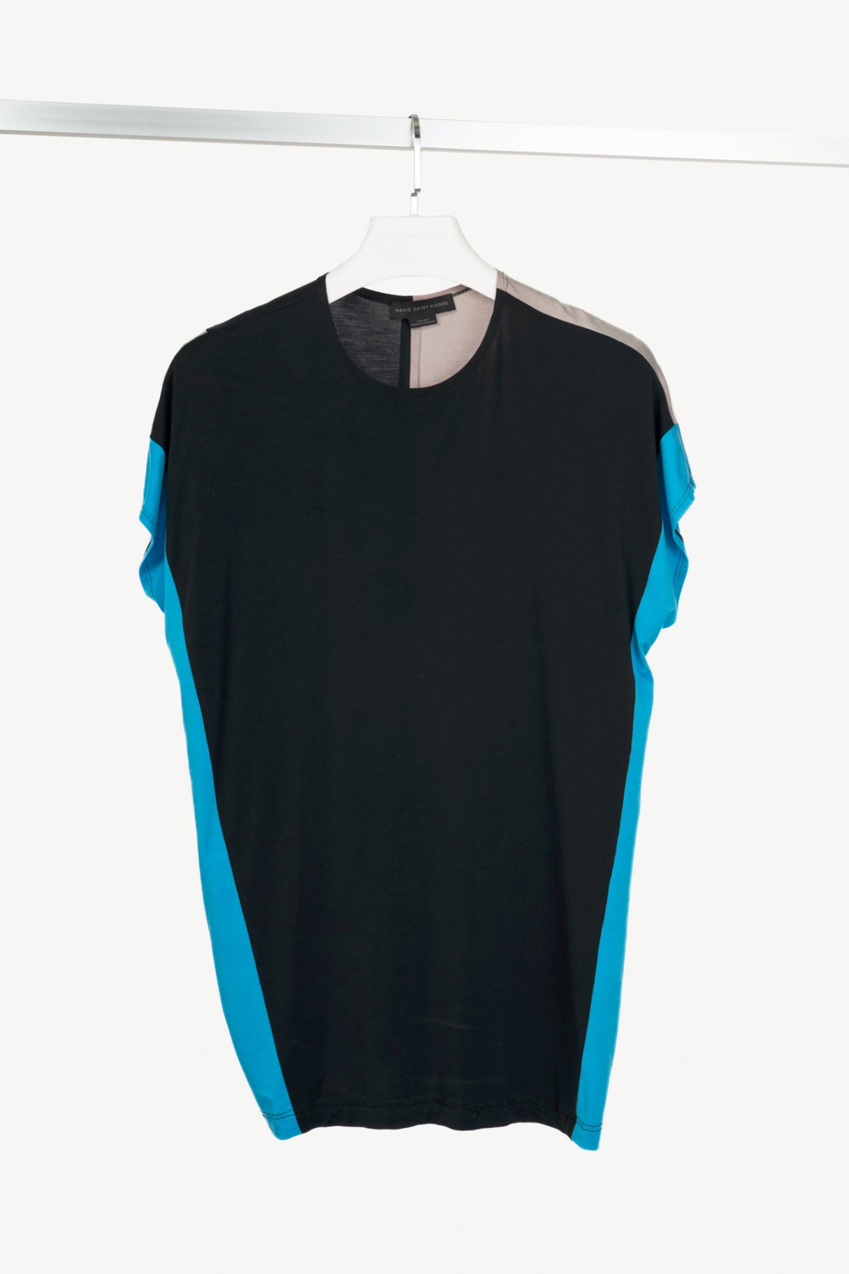 Marie Saint Pierre Black, Grey & Blue Jersey Colour-Block T-Shirt