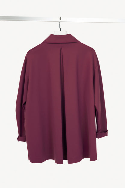 Liviana Conti Plum Neoprene Snap-Closure Shirt Jacket