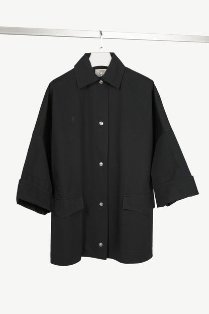 Toteme Black Cotton Twill Overshirt Jacket