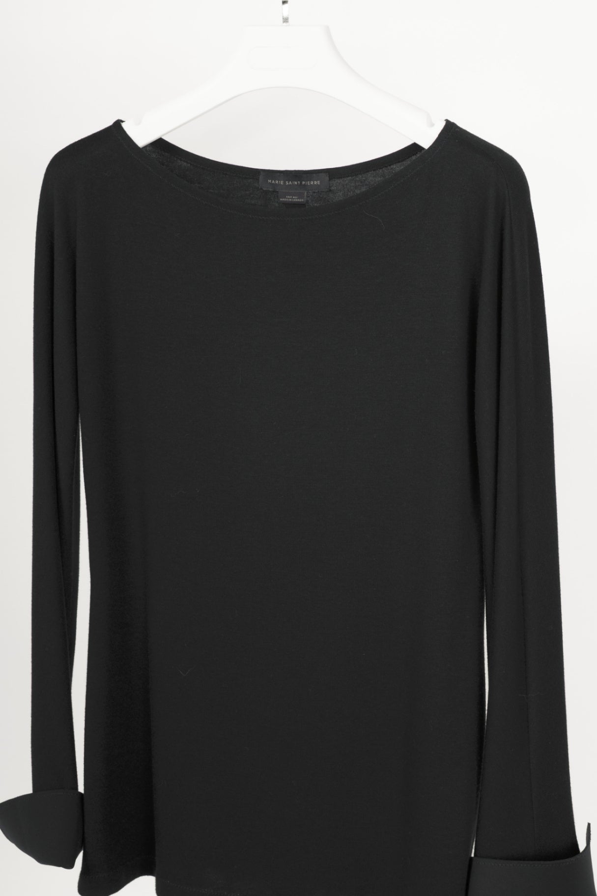 Marie Saint Pierre Black Jersey Scuba-Cuff Long-Sleeve Top