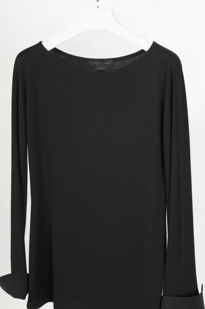 Marie Saint Pierre Black Jersey Scuba-Cuff Long-Sleeve Top