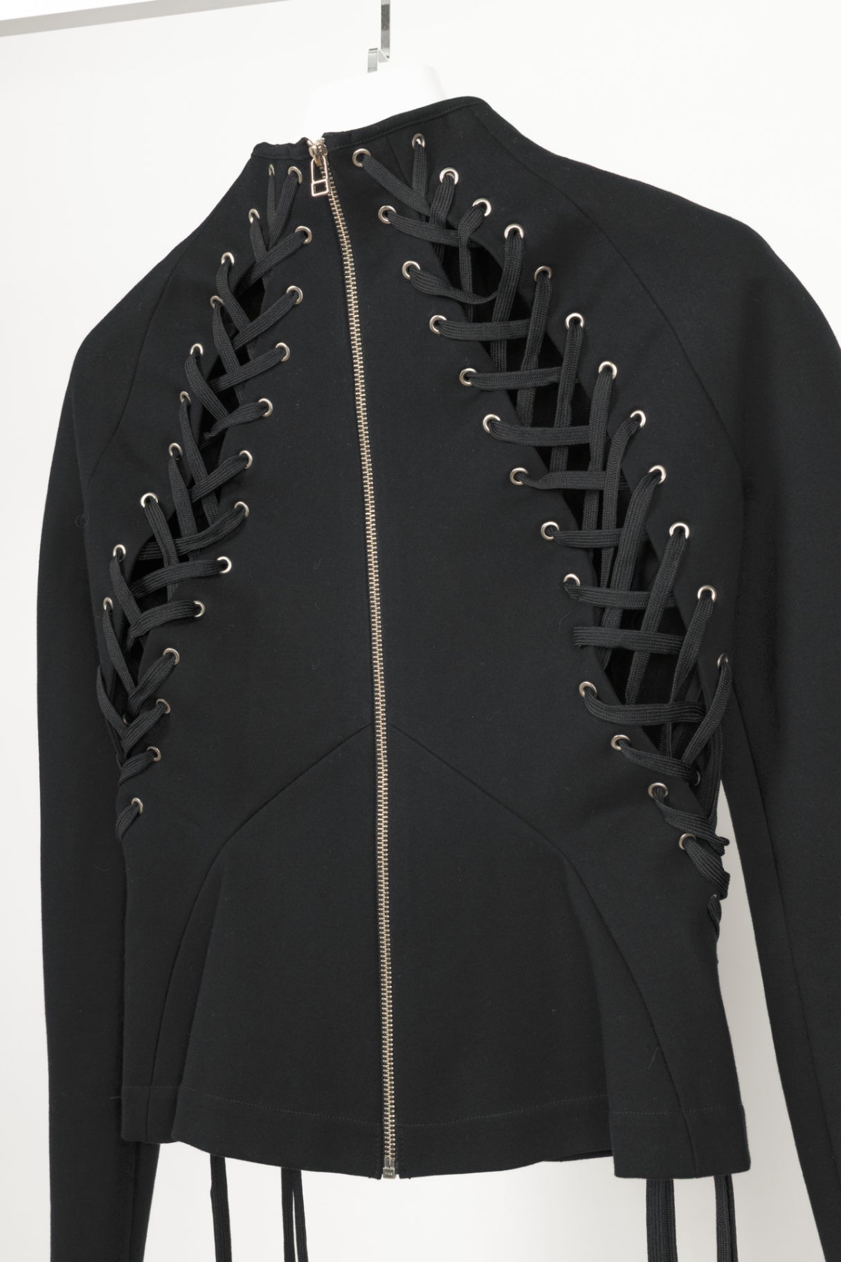 UNTTLD Kitty Black Ponte Lace-Up Long-Sleeve Top