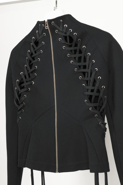 UNTTLD Kitty Black Ponte Lace-Up Long-Sleeve Top