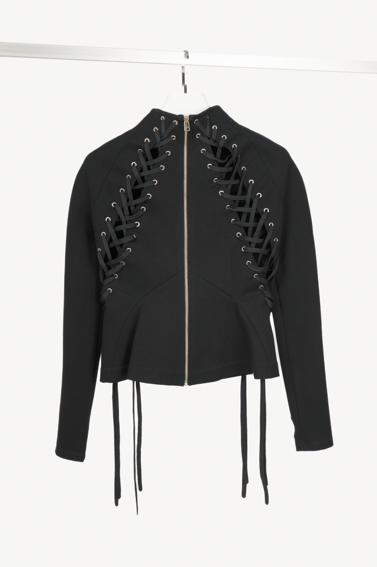 UNTTLD Kitty Black Ponte Lace-Up Long-Sleeve Top