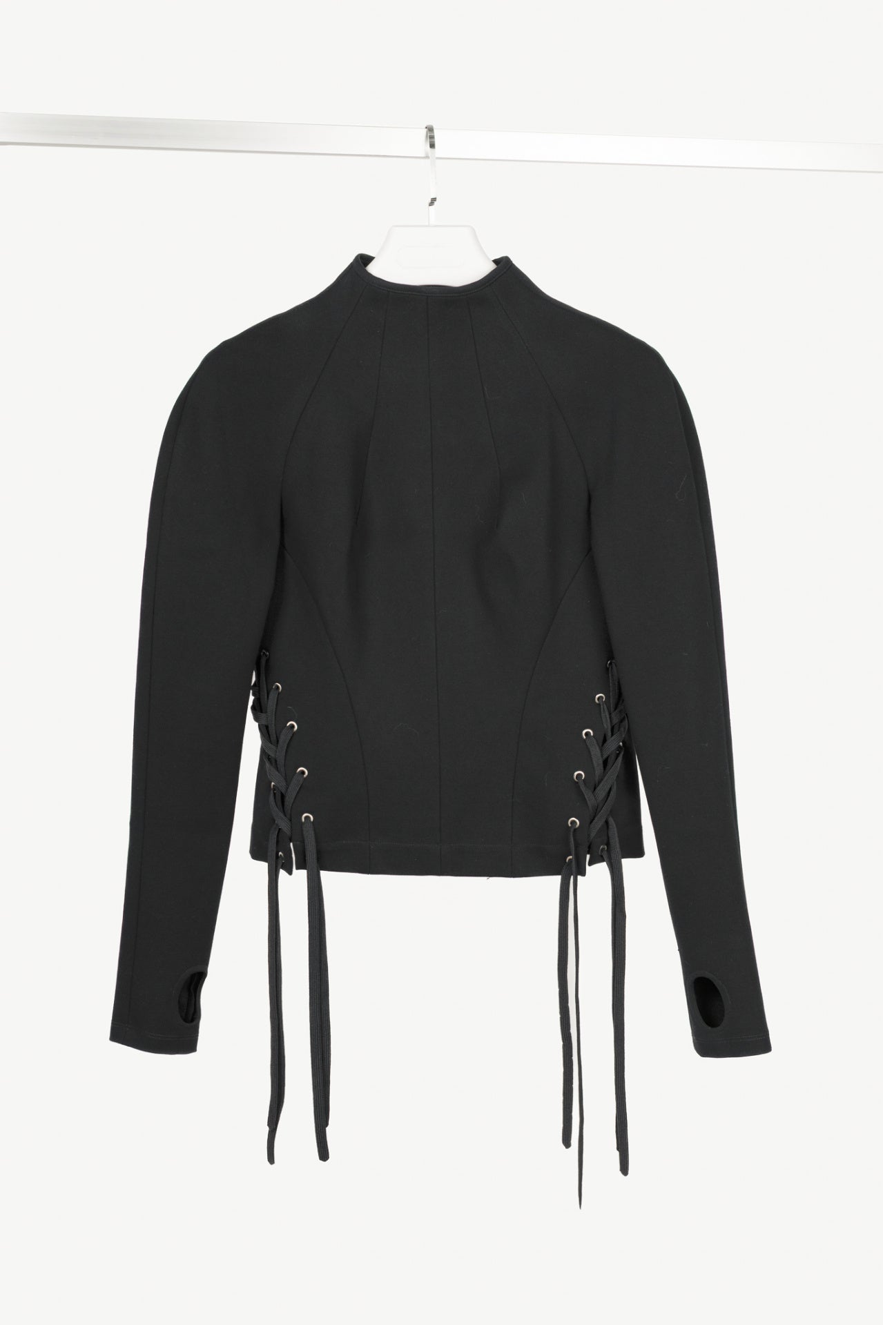 UNTTLD Kitty Black Ponte Lace-Up Long-Sleeve Top