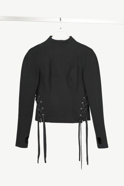 UNTTLD Kitty Black Ponte Lace-Up Long-Sleeve Top