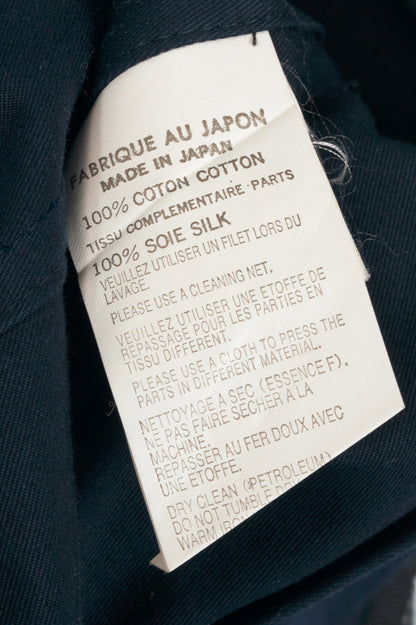 Yohji Yamamoto +NOIR Navy Cotton Ruffle-Pocket Coat