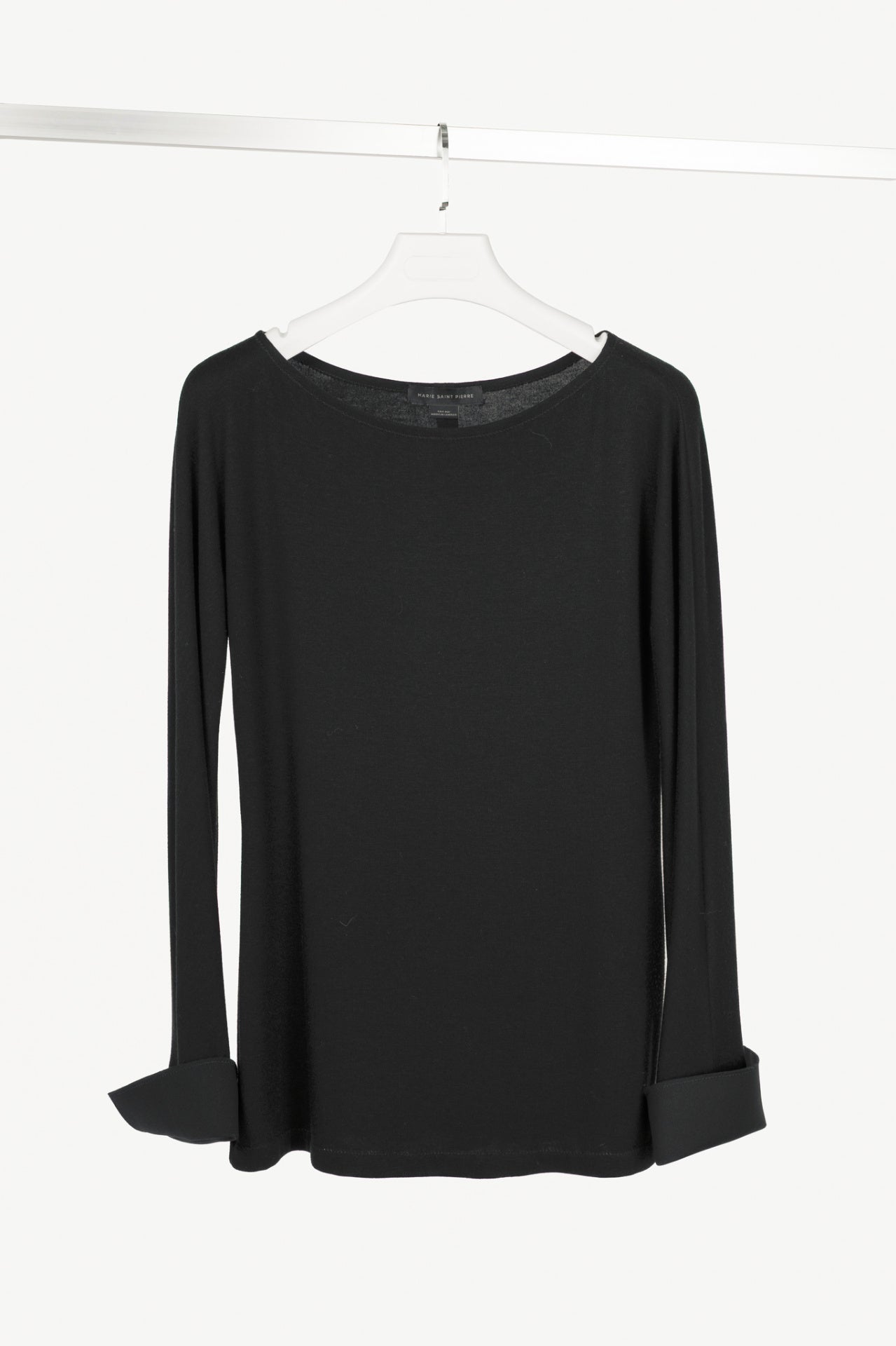Marie Saint Pierre Black Jersey Scuba-Cuff Long-Sleeve Top