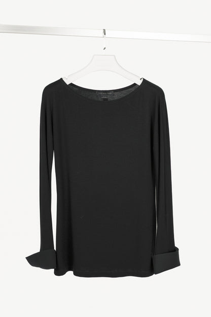 Marie Saint Pierre Black Jersey Scuba-Cuff Long-Sleeve Top