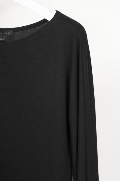 Marie Saint Pierre Black Jersey Scuba-Cuff Long-Sleeve Top