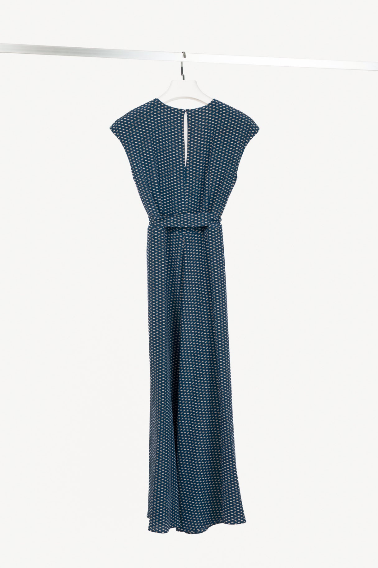 Weekend Max Mara Blue Silk Eye-Print Belted Maxi Dress