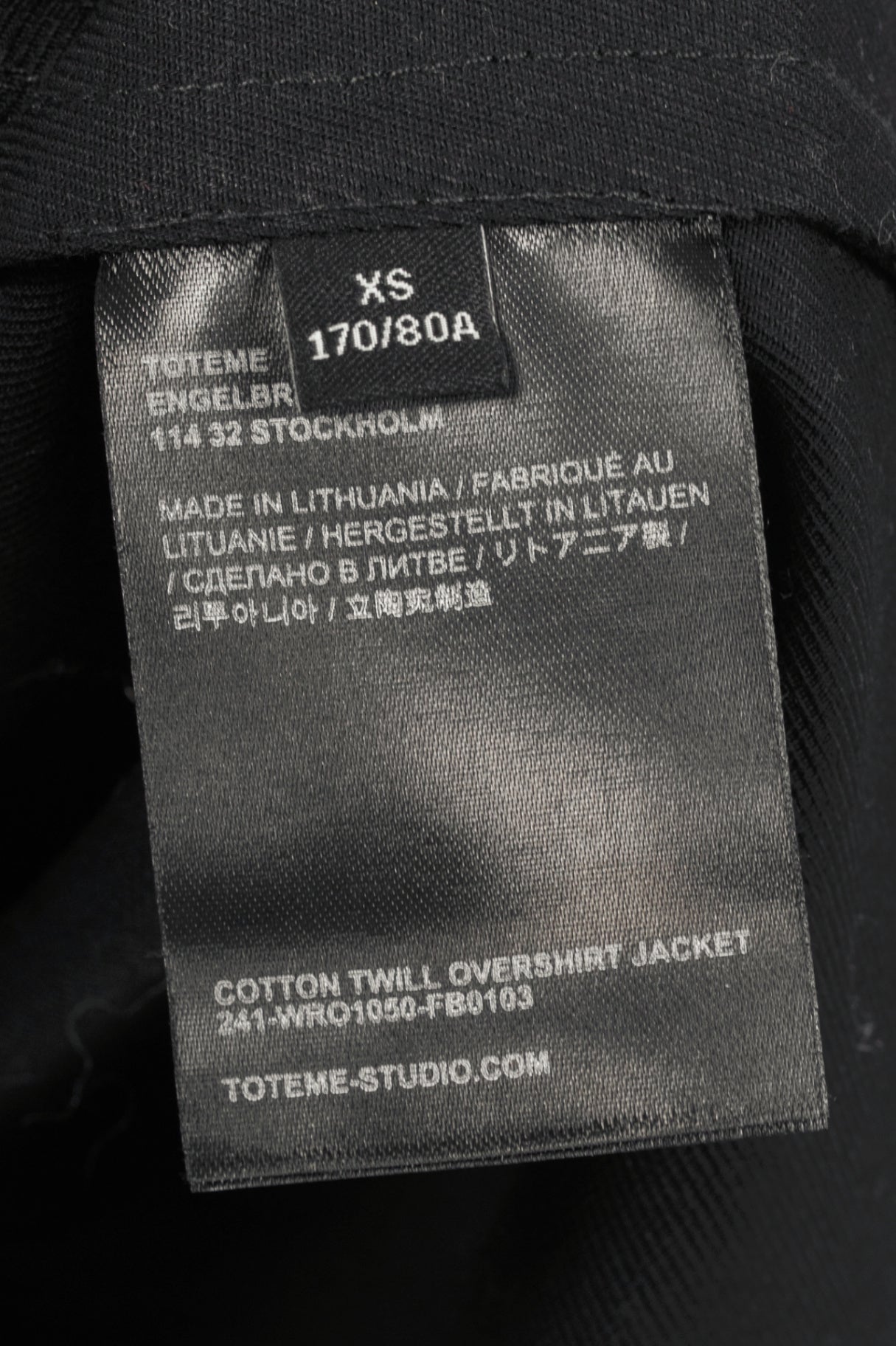 Toteme Black Cotton Twill Overshirt Jacket