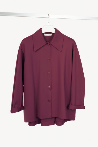 Liviana Conti Plum Neoprene Snap-Closure Shirt Jacket