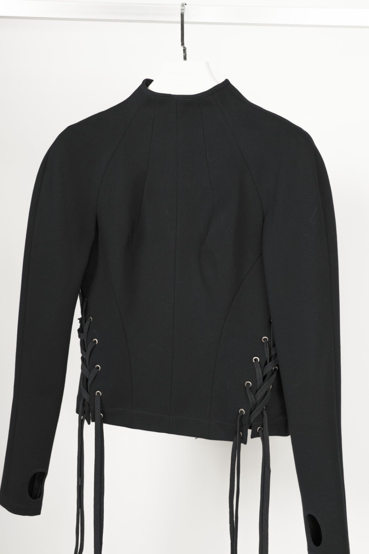 UNTTLD Kitty Black Ponte Lace-Up Long-Sleeve Top