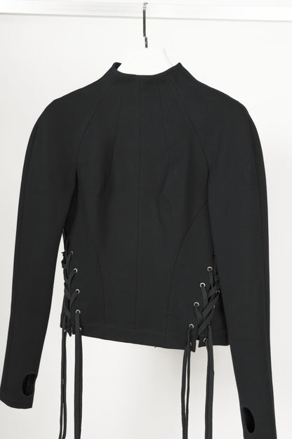 UNTTLD Kitty Black Ponte Lace-Up Long-Sleeve Top