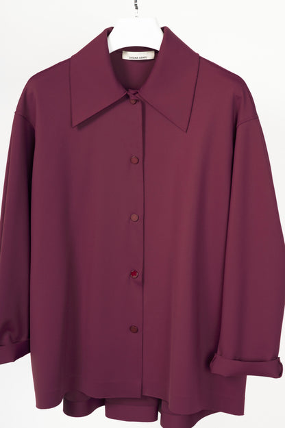 Liviana Conti Plum Neoprene Snap-Closure Shirt Jacket