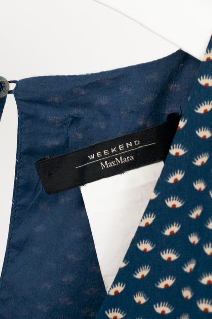 Weekend Max Mara Blue Silk Eye-Print Belted Maxi Dress